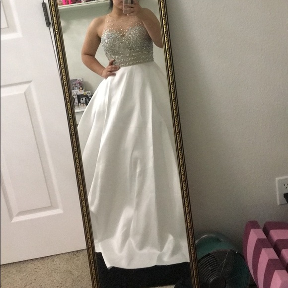 Jovani White Bedazzled Prom Dress